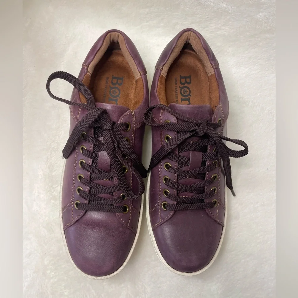 Born Lace Up Casual Comfort Shoes‎ 6M Burgundy Leather Athletic Sneakers B235